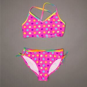 Freestyle Girls Kids Polka Dot Two Piece Swimsuit Set Multicolor Size 10